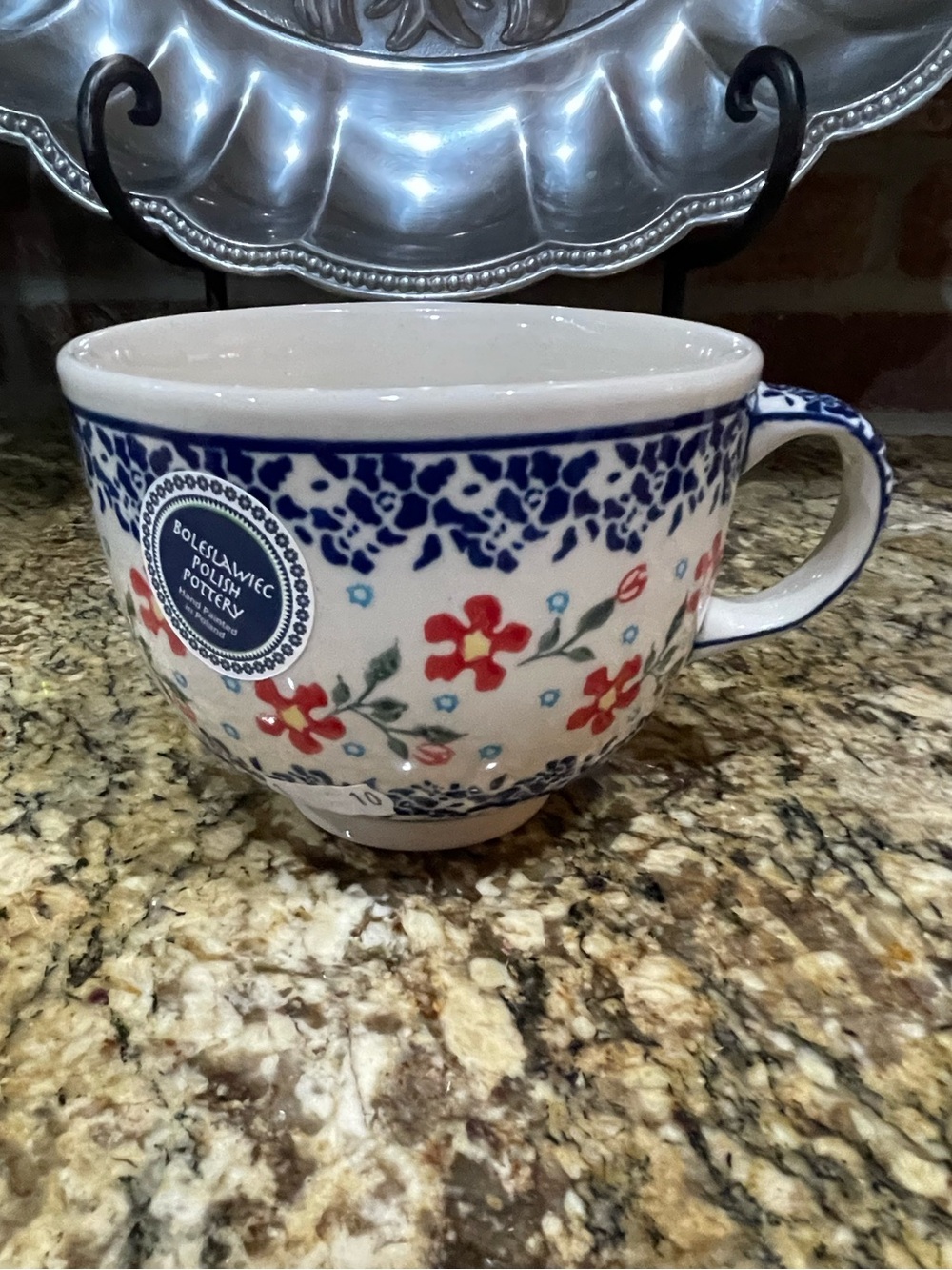 Boleslawiec Polish Hand painted Pottery Coffee Mug Floral Blue - Brand new!